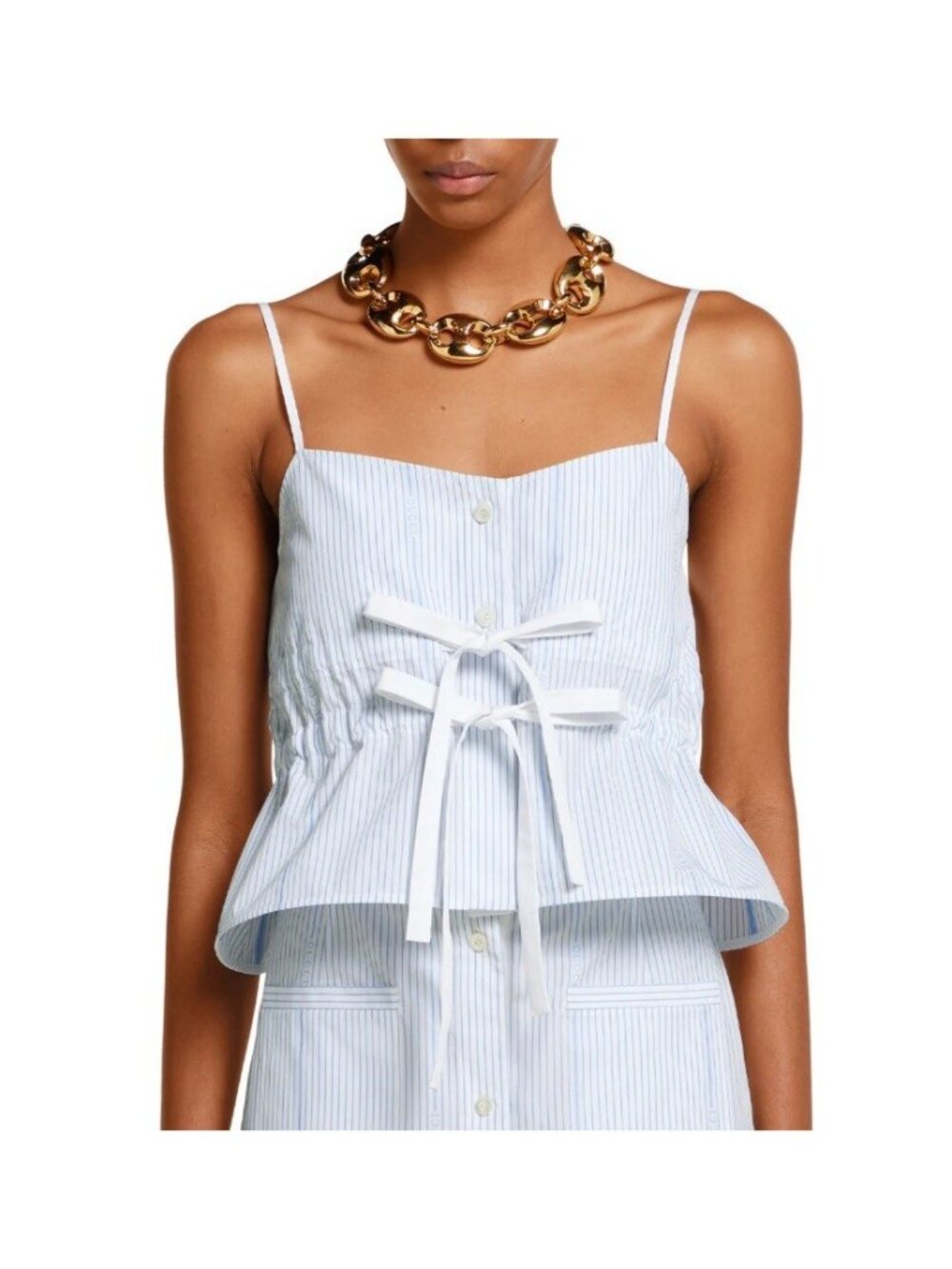 NWT GUCCI Cotton Striped Top White Blue Fil Coupe 100% Authentic Sz 44